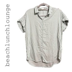 Beachlunchlounge Rolled Cuffs Striped Button Down Shirt